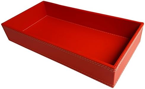 Red Men's Valet Box Rectangular Faux Leather Tray (4866)