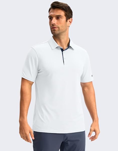 OBLA MEN’S GOLF SHIRT SHORT SLEEVE MOISTURE WICKING SOLID PERFORMANCE DRY FIT COLLARED GOLF POLO SHIRTS FOR MEN TENNIS WORK(A WHITE_XXXL)