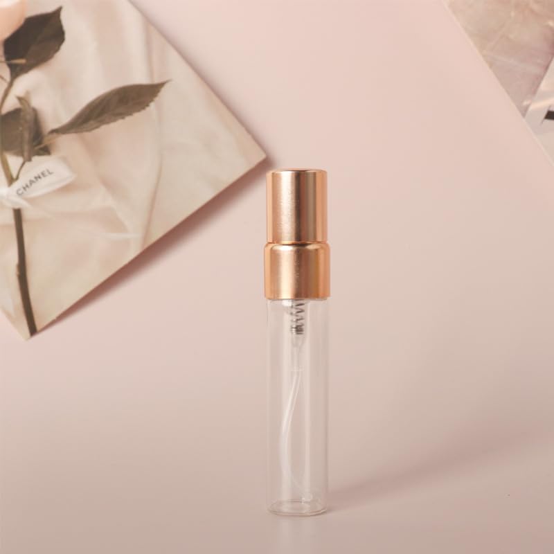 NimbusNote 20Pcs 5ml Clear Glass Mist Spray Bottle Refillable Mini Perfume Atomizer Empty Travel Sample Bottle with Golden Aluminized Nozzle Makeup Container for Perfume,Liquid,Air Fresheners