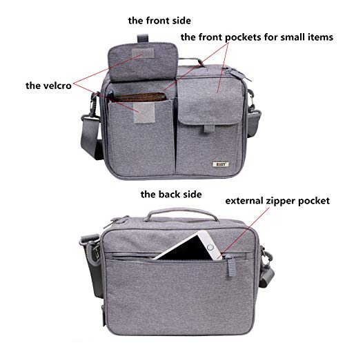 Electronics Organizer Travel Cable Cord Bag Accessories Gadget Gear Storage Cases for 10.5 Inch Tablet Large with Shoulder Strap (Light Gray) - Thumbnail 4