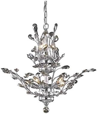 Elegant Lighting Orchid Collection 8-Light Hanging Fixture with Golden Teak Royal Cut Crystals, Chrome Finish