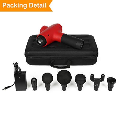 MASWATER Quiet Multifuncitonal Muscle Massage Gun-Handhold Deep Tissue Percussion Massager with 6 Type Massage Heads for Deep Muscle Tension Relief with Simple Operation