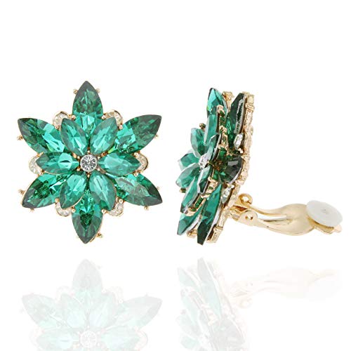 SP Sophia Collection Pendientes de clip de clip de botón de cristal con explosión de flores brillantes