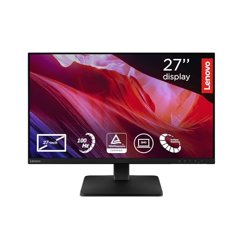 Lenovo L27qe - 27 inch QHD Display (IPS, 100Hz, 4ms, HDMI+DP, HDMI cable) - Black