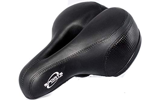 SportsAchiever Shock Resistant Bike Seat – Soft Leather Cushion Saddles – Accessories for Mountain Stationary Cycling Trek Hybrid and Sports Bikes – Absorbing Foam Bicycle Saddle