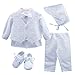 Booulfi Baptism Outfits for Boys Baby Boy Outfits Christening Gifts White Suits with Dress Shirt Pants (White-#045, 3-6 Months)