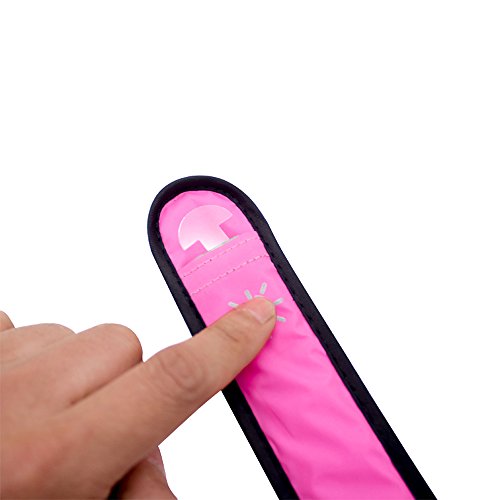 LEBOLIKE Cool LED Slap Armband Reflective Belt Wrist/Ankle Glow Band for Night Safety Cycling Jogging (PINK)