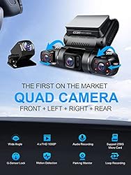 PRUVEEO Dash Cam 4 Channel Front and Rear Inside