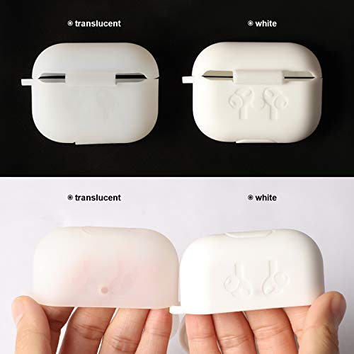 Étui AirPods Pro, Housse Antichoc avec Mousqueton, AMIGIK Coque de Protection en Silicone Épais 2.5MM pour Boîtier de Charge Apple AirPods Pro - LED Visible, Anti-Rayures(Translucide)