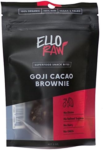 Ello Raw Superfood Snack Bites, Goji Cacao Brownie, Gluten-Free, Dairy-Free, Vegan, Organic, 2.0 Ounces