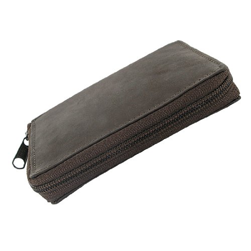 Mens Zipper Hipster Credit Card Holder Brown Wallet