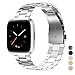 Wearlizer Stainless Steel Band Compatible for Fitbit Versa/Versa 2/Versa Lite Bands Women Men,Ultra-Thin Lightweight Replacement Band Strap Bracelet Compatible for Versa Accessories Silver