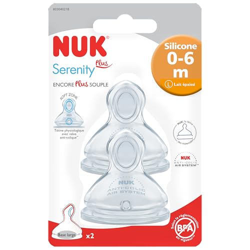 NUK Silicone Teats Size 0-6 Months Thickened Milk - Size L - Pack of 2