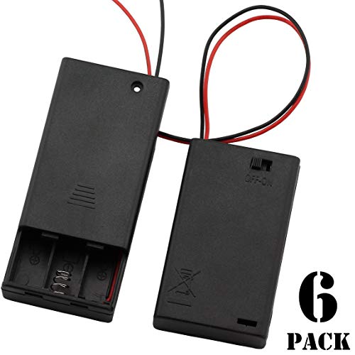 Onwon 6 Pieces 3 Slots x 1.5V AAA Battery Case Holder Battery Spring Clip Storage Box Wire Leads with On/Off Switch