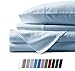 Mayfair Linen 100% Egyptian Cotton Bed Sheets Queen Set - Luxury 800 Thread Count Queen Size Sheet Set, Soft, Cooling, Fully Elasticized Sateen Weave Hotel Quality Bedding Set (4 PC, Light Blue)