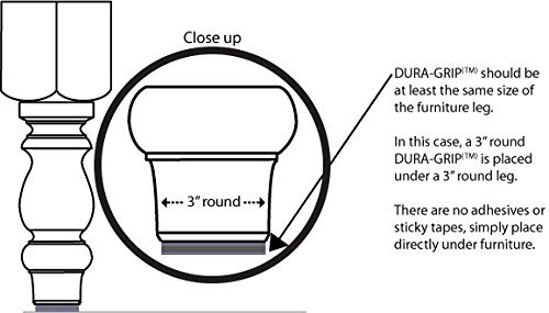 DURA-GRIP® Non-Slip Gripper Pads Stop Furniture from Sliding ON Carpet - No Sticky Mess (2 inch Round - Set of 8) - Thumbnail 3