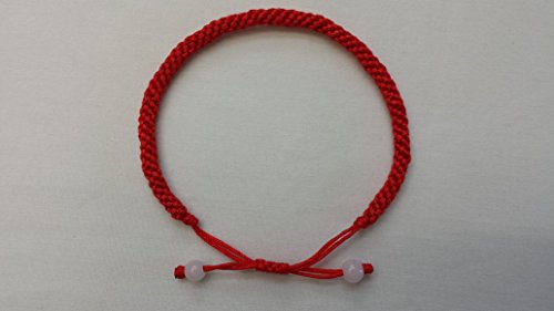 Good Luck Handmade Red String Bracelet with Two White Beads