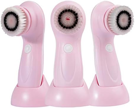 SKFG Facial Brush Electric Battery Powered Face Wash Instrument Cleaning Instrument Electric Cleansing Instrument Cleansing Brush To Blackheads Pore Cleaner Three Brush Heads,Pink