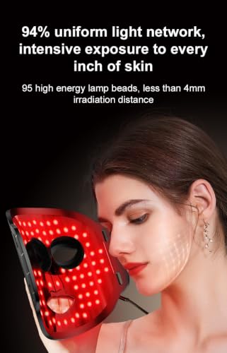 Red Light Mask for Face, 7-Colors Red Light Therapy Face Mask, Lightweight Portable for Home & Travel, Rechargeable