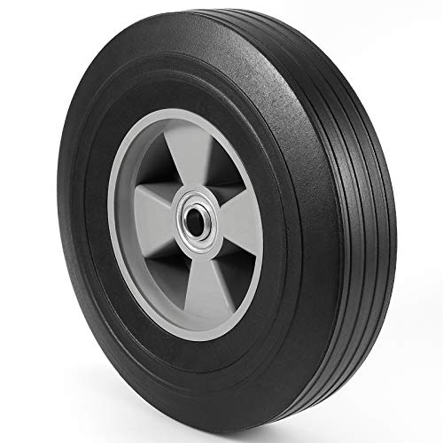 HOZEON 2 Pack 10 Inches Solid Rubber Hand Truck Wheel, 5/8 Inch Axle