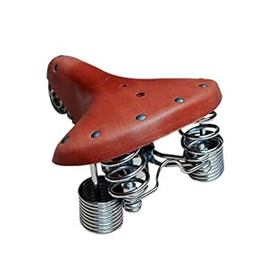 TentHome Vintage Bicycle Saddle Leather City Bike Saddle Suspension Touring Saddle Spring Saddle with Improved 4 Springs…