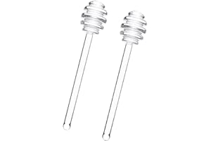 2 Pcs Clear 6" Glass Honey Dipper Sticks Stirring Sticks Server Honey Spoon Dipper Stirrer Honey Wand for Honey Pot Jar Conta