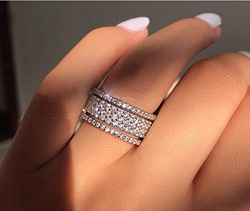 Cutedoumiao 925 Sterling Silver Rings Cubic Zirconia Eternity Engagement Wedding Bands Wedding Rings for Women Anniversary Eternity Bands 3 Band Width Rings CZ Engagement Bridal (8)