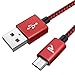 RAMPOW Braided Micro USB Cable 6.6ft, Samsung QC 3.0 Fast Charger Cable, Micro USB Charging Cord Compatible with Galaxy S7/S6, Sony, Motorola and More - Red