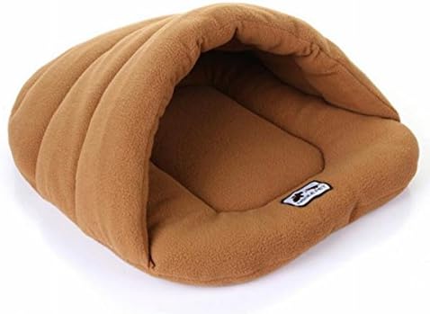 Gracefur Pet House Deluxe Soft Triangle Nest Self Warming Washable Pet Bed with Nonslip Bottom for Dogs &amp; Cats Camel S