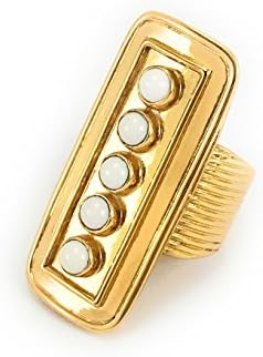 yuwei 24k Gold Plated Single Bar Ring with Natural Semi-Precious Stones