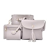 Oguine 4pcs Women Fashion Composite Bag Handbag Wallet Shoulder Crossbody Bags (Gray)