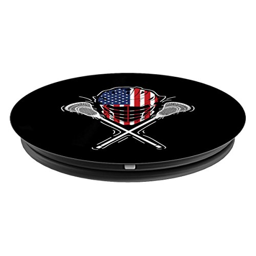 Lacrosse Helmet Crossed Sticks America Flag Gift - PopSockets Grip and Stand for Phones and Tablets