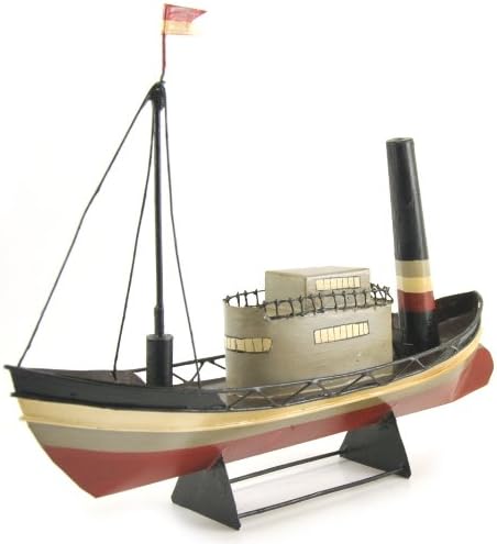 Tin Metal Crafted Cargo Ship Model Replica Collectible, 11-inch, Nautical Decor