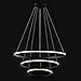 LightInTheBox Modern LED Chandelier 3 Ring Chandelier Dimmable Circular Dining Ceiling Pendant Light for Dinning Room Living Room 60+40+20cm (Black; Light Source: Stepless Dimming)