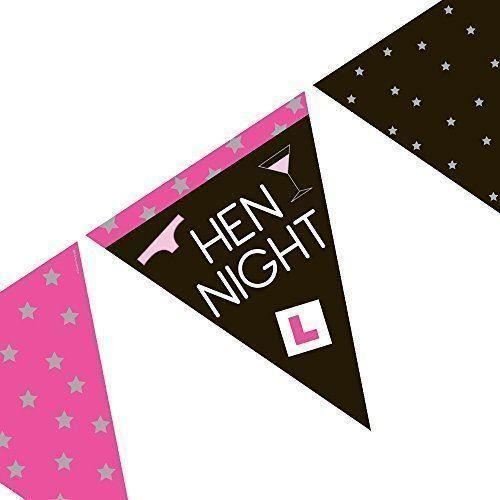 3 x Hen Night Triangle Paper Flag Bunting 3.7m- Ideal for Hen Party Decorations, Girl's Night Out