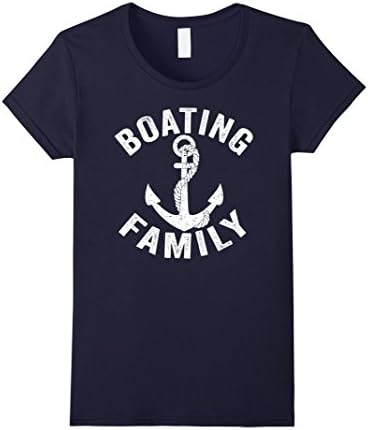 Womens Boating Family Shirt: Funny Boat Mom Dad Son Daughter Tee Small Navy