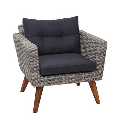 Mendler Poly-Rattan Garnitur HWC-E93, Garten-/Lounge-Set, Spun Poly halbrundes Rattan Akazie Holz FSC grau Kissen… – Bild 3