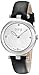 Burgi Women's BUR128SSB Diamond Accented Flower Dial Silver & Black Leather Strap Watch