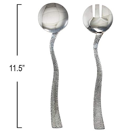 Colleta Home Hammered Stainless Steel Serving Utensils Salad Spoons