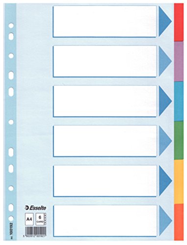Esselte CF20 INTERCALAR CARTON 6 TCOLORS A4