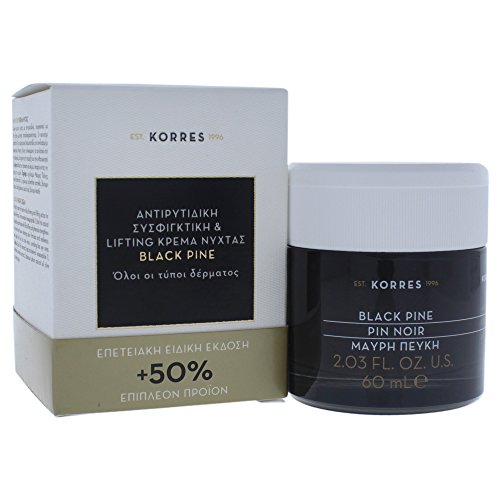 Korres Black Pine Antiwrinkle Firming and Lifting Night Cream, 2.02 Ounce