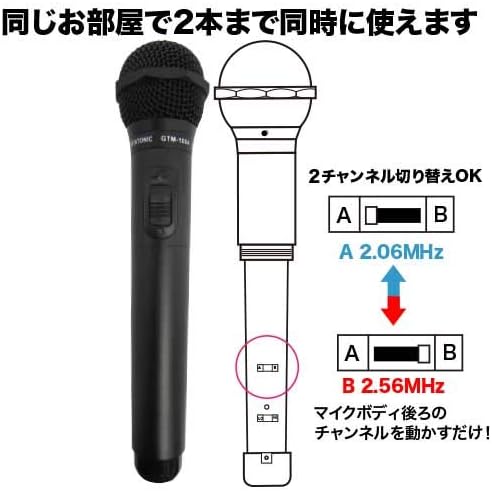 Amazon 期間限定ポイント5倍 カラオケマイマイク Gtm 100 ワイヤレスマイク 専用ポーチ付 ブラック Pa音響機器 楽器