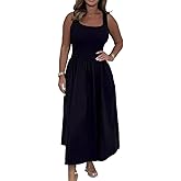 Women's Sleeveless Long Dress,Women's Casual Loose Plain Maxi Smocked Dress Sleeveless Summer Beach Dresses.