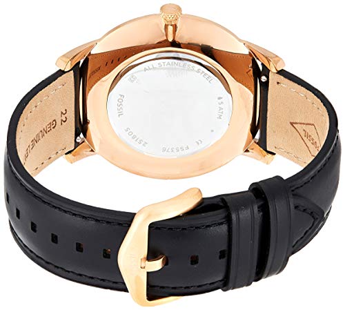 with Leather Calfskin Strap, Black 