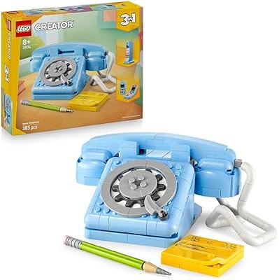Creator 3in1 Retro Telephone Toy with Rotary Dial - Transforms into a 1980s Model or 2 Mobile Phones from the 2000s - Creative Gift for 8+ Year Old Girls & Boys - 31174