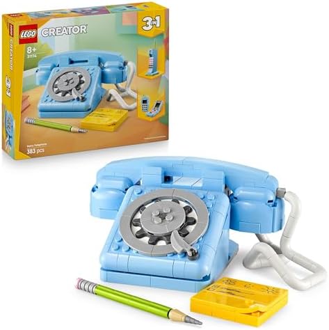 Creator 3 en 1 Teléfono Retro de Juguete con Dial Giratorio - Se Transforma en Teléfono de los 80 o 2 Móviles de los 2000 - Regalo para Niñas y Niños de 8+ Años - Decoración de Estantería 31174