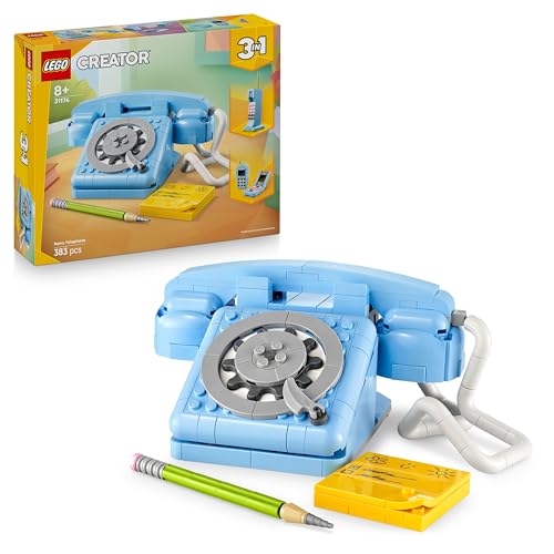 Creator 3 en 1 Teléfono Retro de Juguete con Dial Giratorio - Se Transforma en Teléfono de los 80 o 2 Móviles de los 2000 - Regalo para Niñas y Niños de 8+ Años - Decoración de Estantería 31174