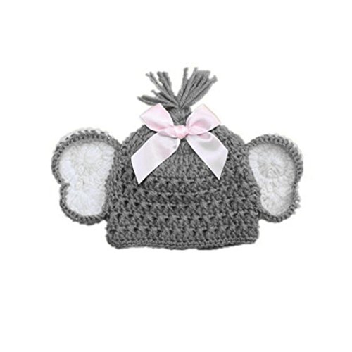 Staron Baby Knit Hats Photo Props Infant Boy Elephent Ears Beanie Cap Photography Props (Gray)