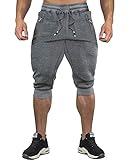 CRYSULLY Men's 3/4 Joggers Pants Workout Capri Shorts Below Knee Short Pants Zipper Pockets