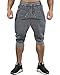 CRYSULLY Men's 3/4 Joggers Pants Workout Capri Shorts Below Knee Short Pants Zipper Pockets